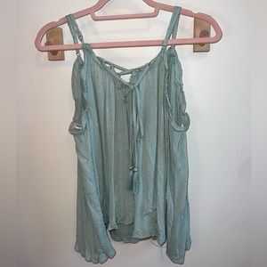 Fashion on earth flowy Pastel green tank top